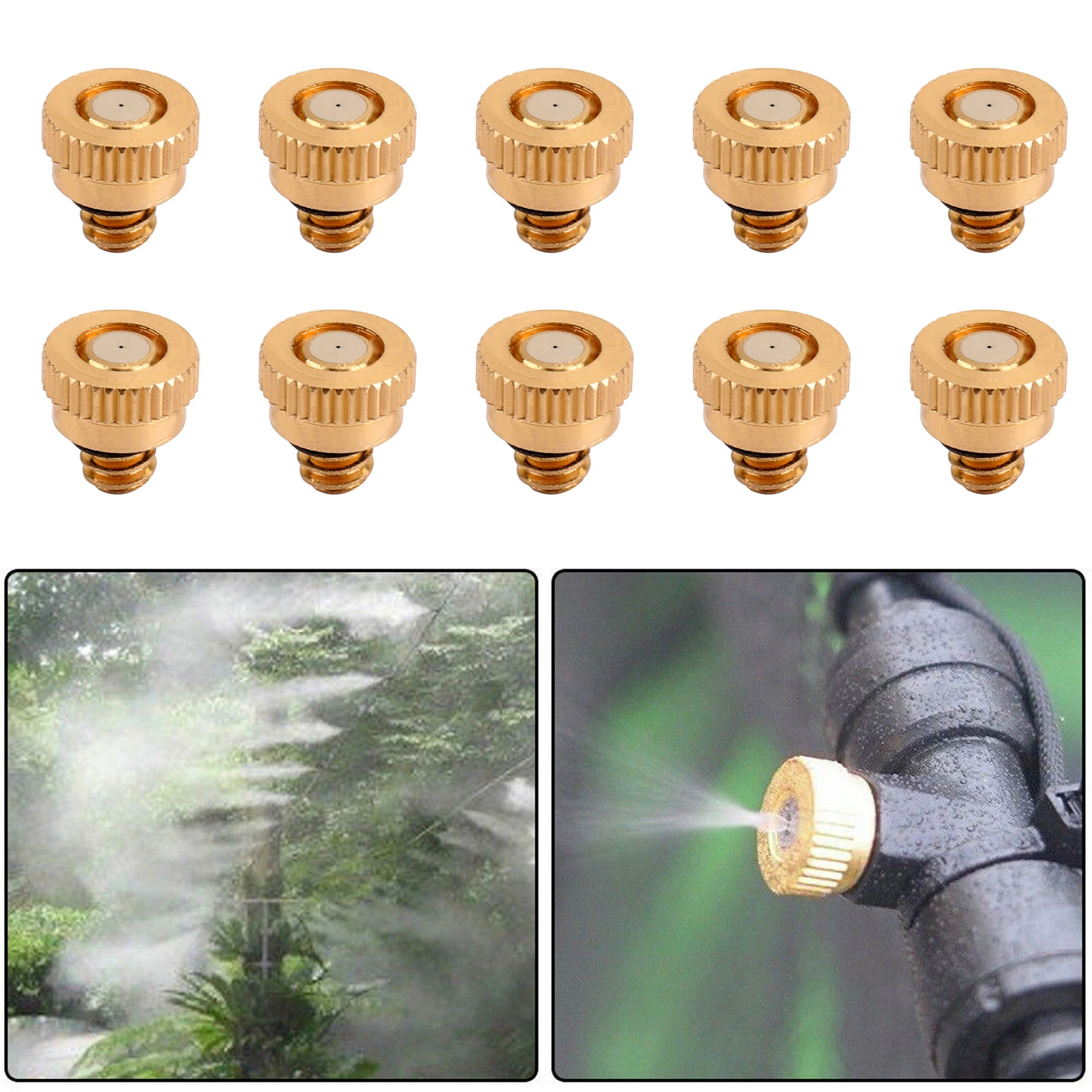 10X Brass Misting Nozzles Water Mister Sprinkle For Cooling System 0.012