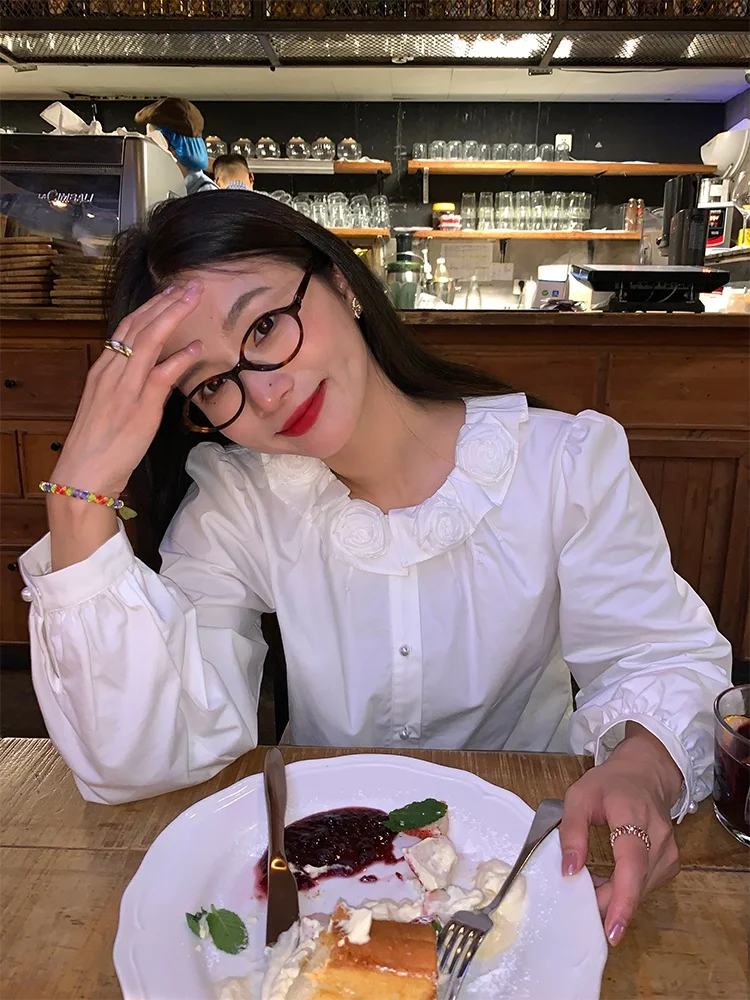 

Белый чистый хлопок Long Sve irt, внутренняя одежда, дизайн Sense, осень-зима, Новое поступление, корейская версия, прямой крой