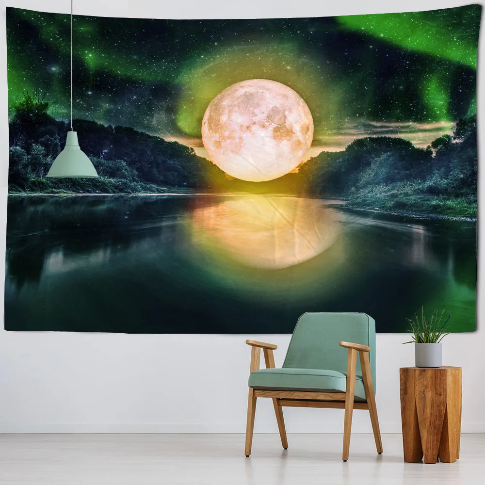 

Fantasy landscape tapestry, starry home wall decoration, polyester thin hanging cloth, Bohemian hippie room aesthetic decoration