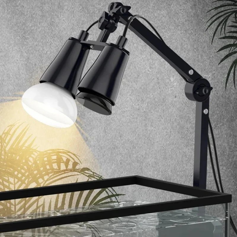 

Reptile Double Headed Lamp Stand 360° Rotatable & Extendable Aquarium Light Holder UVA UVB Reptile Habitat Terrariums