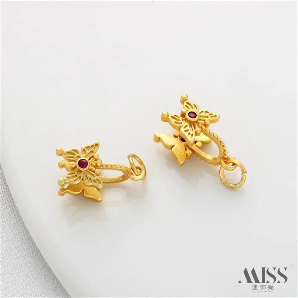 18K Gold Matte Gold Butterfly Safety Buckle Clip Buckle Melon Seed Buckle Pendant DIY Bracelet Necklace Jewelry Accessories