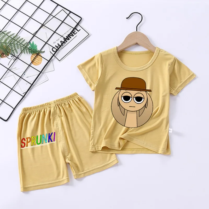 2 pièces Sprunki ensemble de vêtements de nuit de haute qualité enfants Anime mode pyjamas costume garçons filles été confort doux vêtements robe de maison