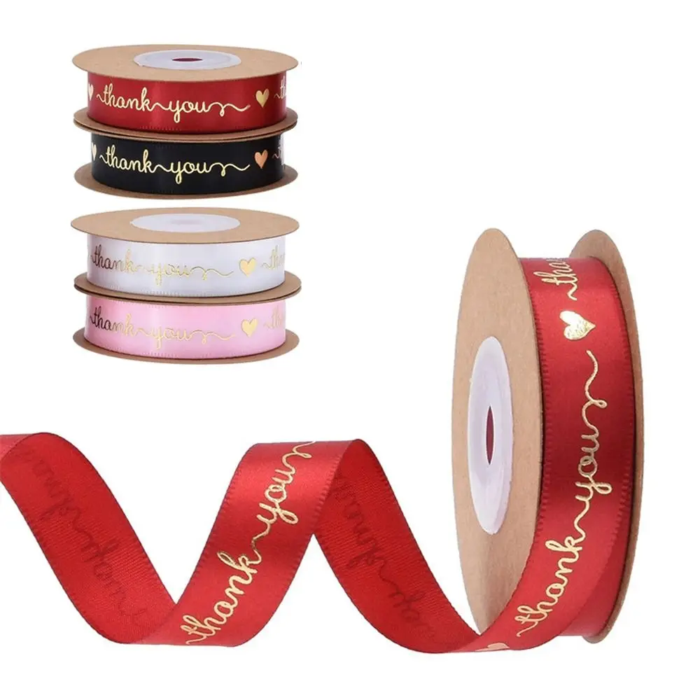 Creative Thank You Letter Ribbon Love Heart Bouquet Decoration Cake Packaging Ribbon DIY Bowknot Packing Silk Braid Home Decor
