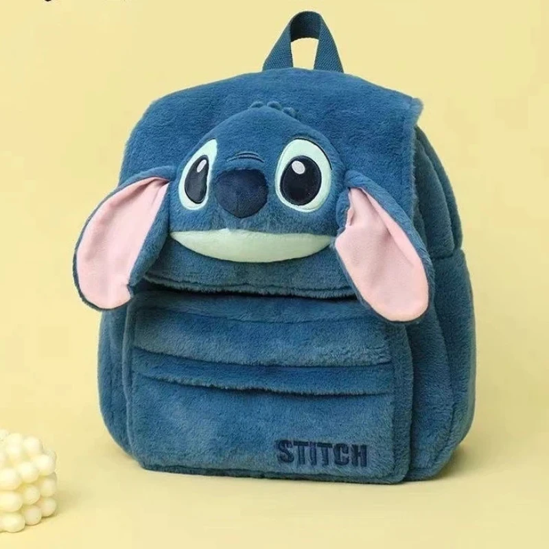 Disney New Stitch Cute Cartoon Plush Backpack Lightweight Large Capacity Dirt Resistant School Bag For Kids Students Daily Use