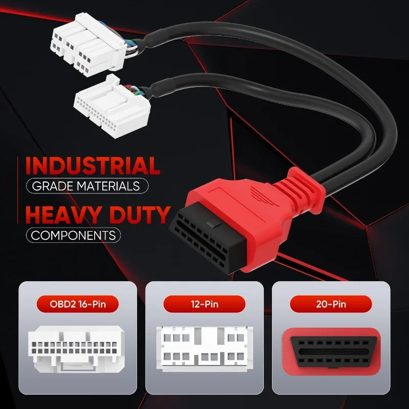 20 Pin 12 Pin Dual Male To 16 Pin Female OBD2 Diagnostic Splitter Cable for Tesla Model 3 Y S X CAN Bus Shielded Pure Copper