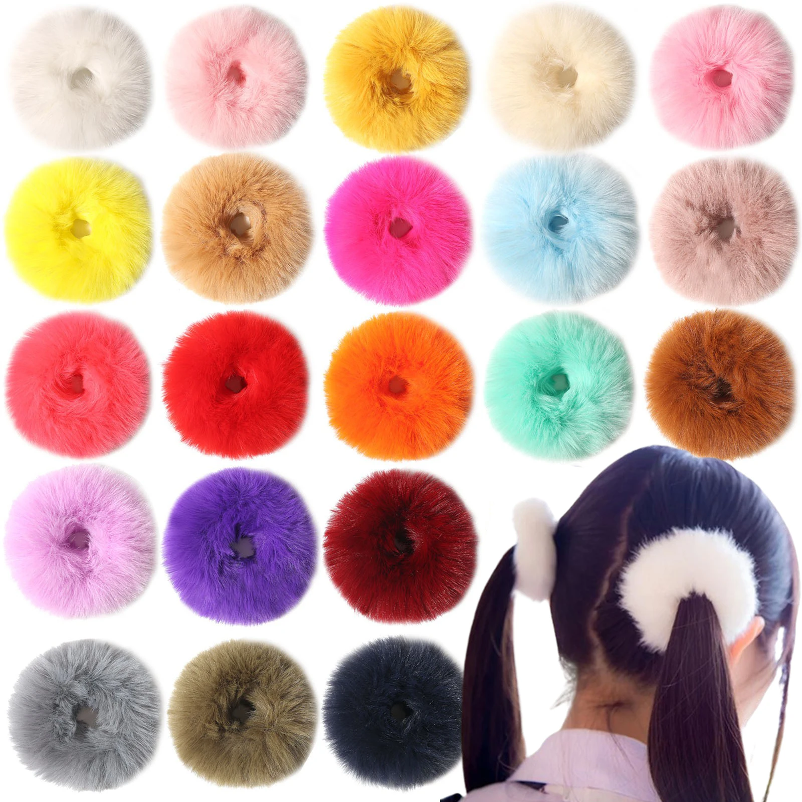 3 sztuk/partia koreański zimowy duże opaski do włosów dla kobiet dziewczyna elastyczna gumka do włosów moda Scrunchies randki imprezowe nakrycia głowy akcesoria — zdjęcie 3
