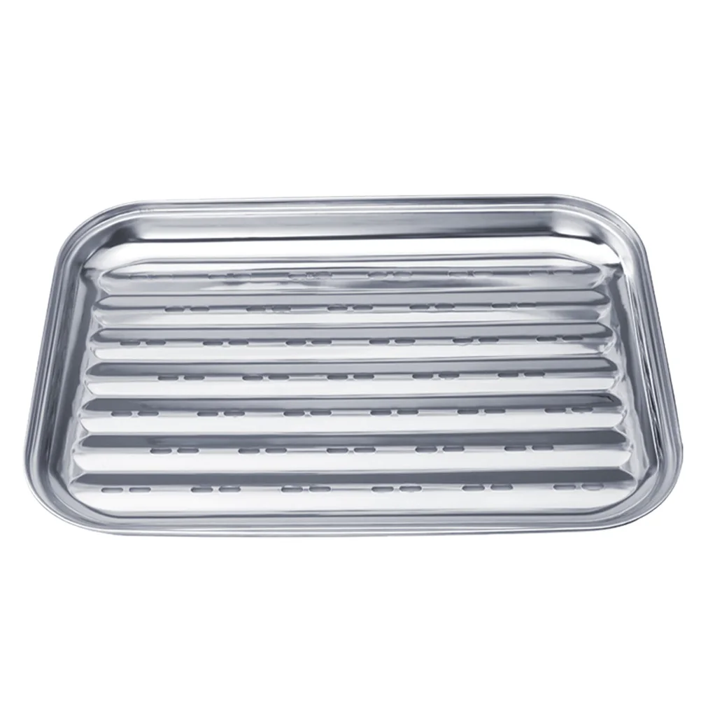 

Stainless Steel Grill Pan Grilling Platter Bbq Rack Household Barbecue Outdoor Roasting Pans Large Capacity Heat Resistance