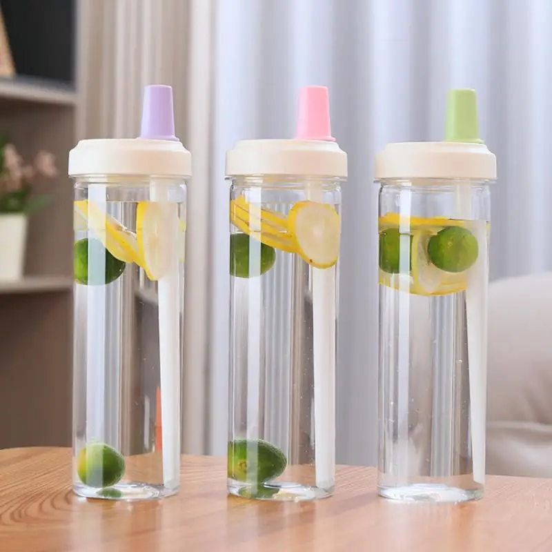 500/850 Ml Large Capacity Pearl Milk Tea Cup Juice Milk Plastic Cup Lid Straw Tea Coffee Cup Plastic Water Bottle