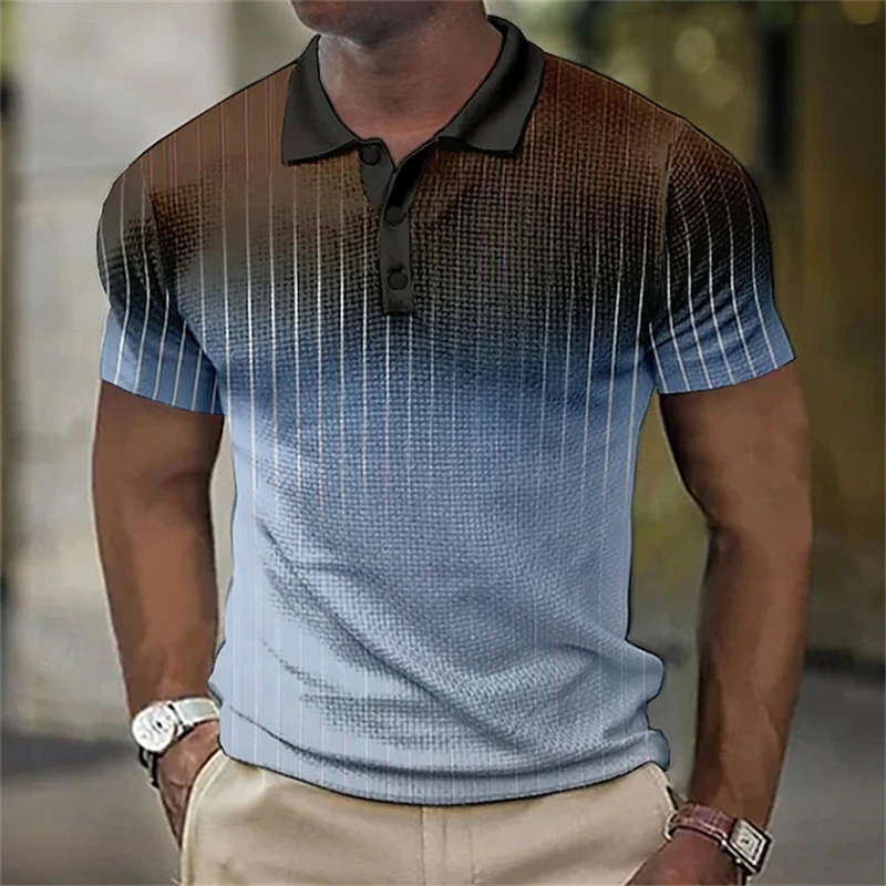 Men's Summer 3D Digital Print Short-Sleeve Polo Shirt Breathable Casual Quick-Dry Classic Collar Available in Multiple Colors