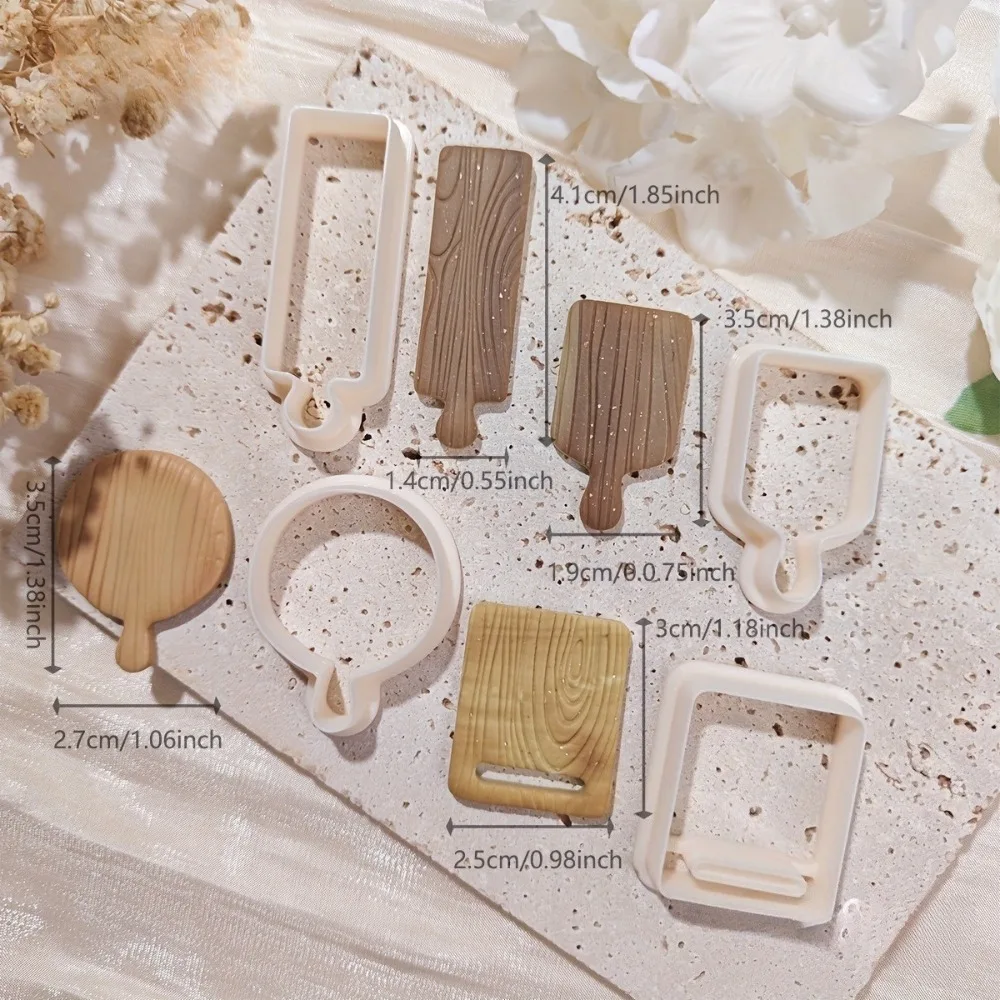 4Pcs Mini Cutting Board Polymer Clay Cutters Bread Board Shapes for DIY Earrings Jewelry Soft Pottery Bread & Food Themed Crafts
