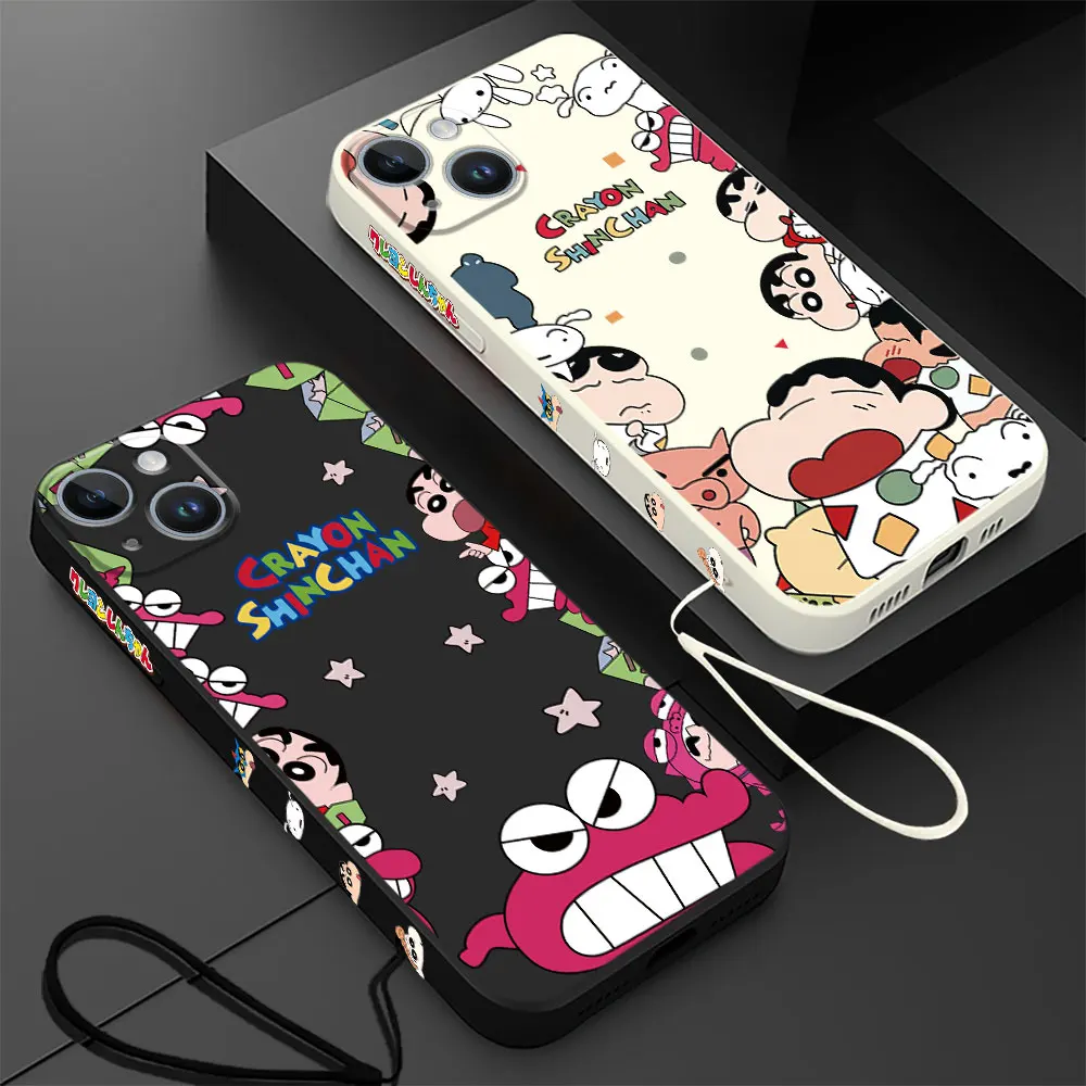 C-Crayon S-Shin-Chan Cartoon Soft Silicone Cover Matte Case for iPhone 11 14ProMax XR XS Max 13 Pro 8 7 SE 12 Mini 15 Plus