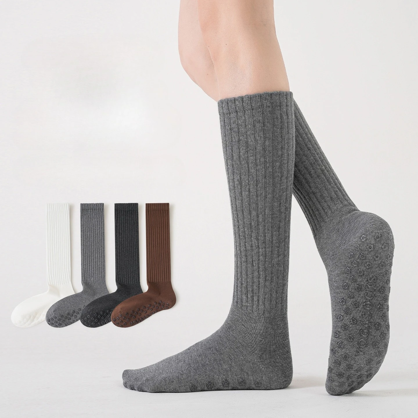 

Носки для йоги, женские профессиональные нескользящие женские спортивные длинные носки, чулки для тренировок в помещении, тренажерный зал, фитнес-тренировки, носки для пилатеса