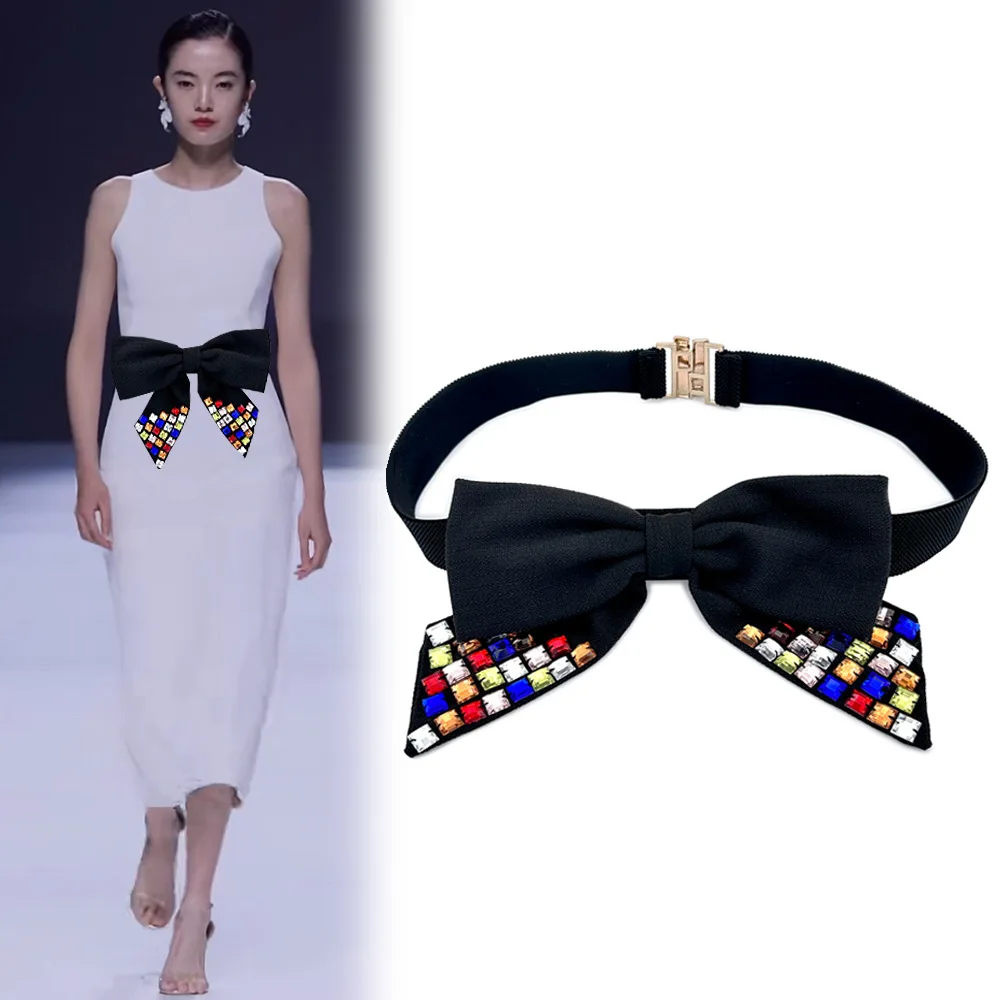 

Luxury Rhinestone Dress belts for women Women Colorful Crystal Elastic Waistband Fashion Ladies Corset Summer Dress Accessories