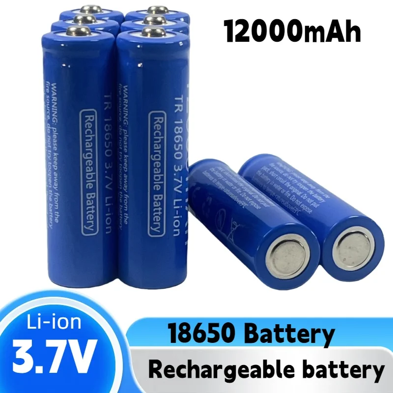 Batterie Lithium-Ion Rechargeable 18650, 3.7V, 12000mAh, sortie Stable, alimentation idéale pour lampes de poche, rasoirs électriques et lumières LED
