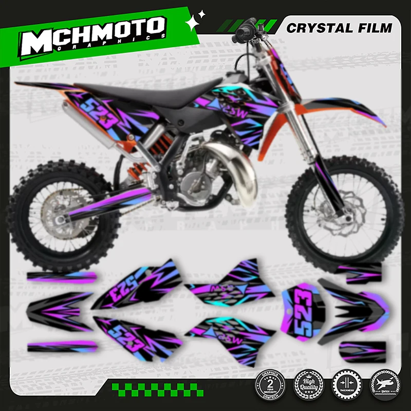 

MCHMFG Motorcycle Graphics Background Decal Adhesive Stickers Kits Number Name Custom For KTM 2009-2015 SX65