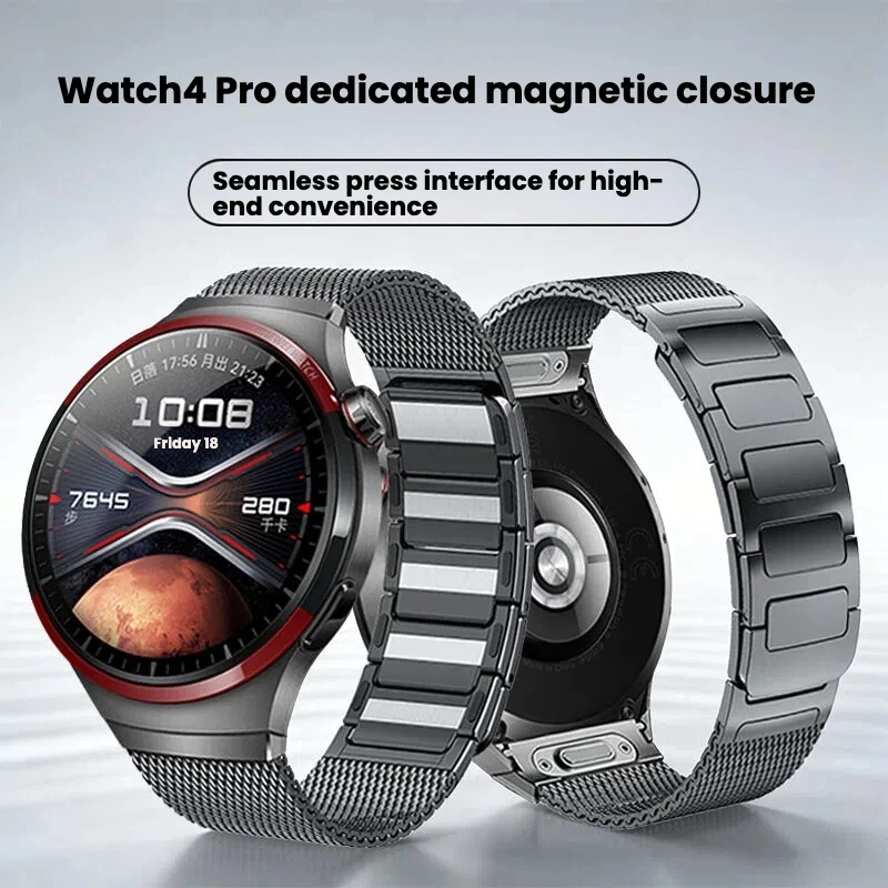 

New 2026 Suitable for Huawei Watch 4 Pro Band - Metal Stainless Steel Magnetic Snap-on Seamless Watch Strap For Huawei Watch4Pro