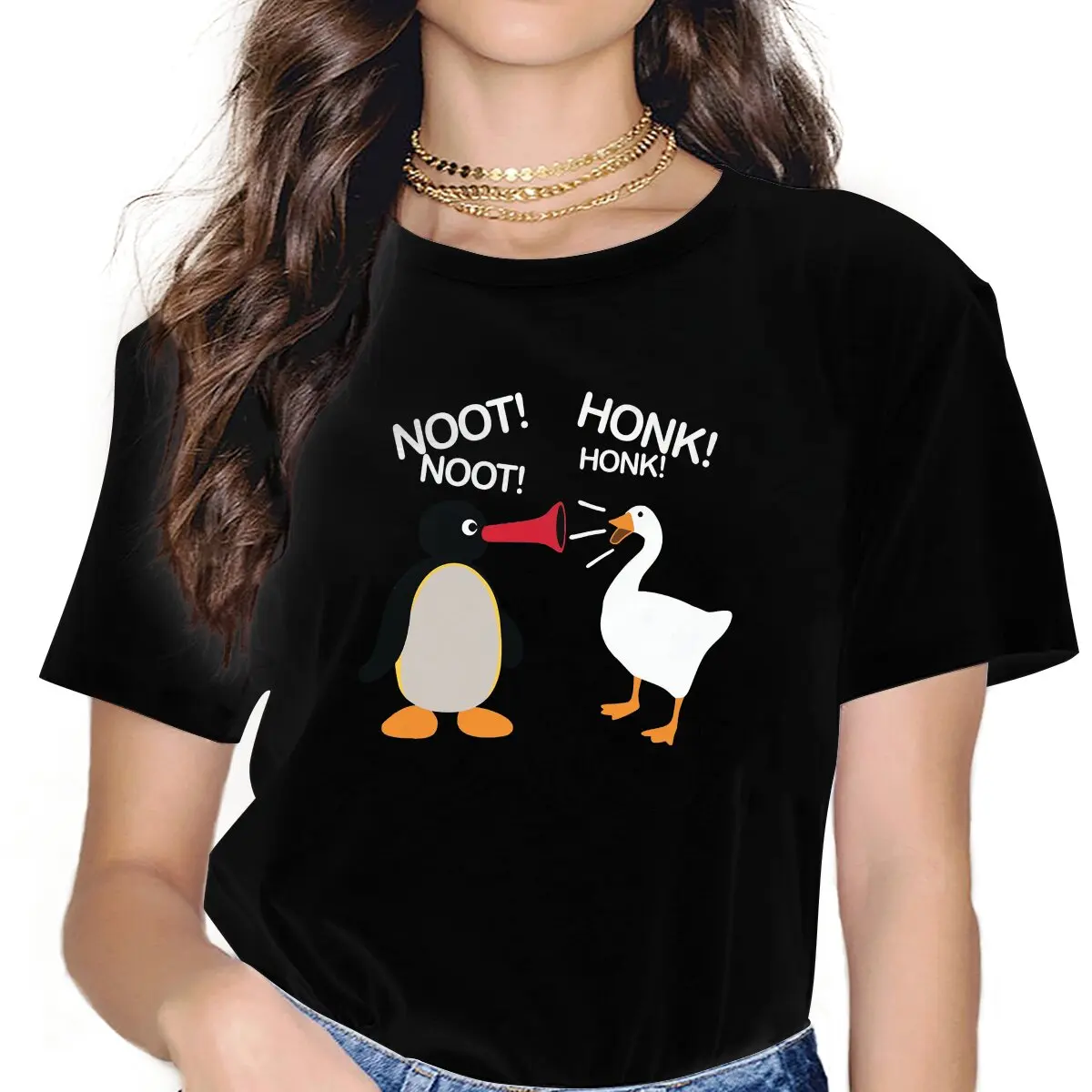 noot noot honk honk Feminine Clothes Noot Noot T-shirt Harajuku Vintage Female Clothing