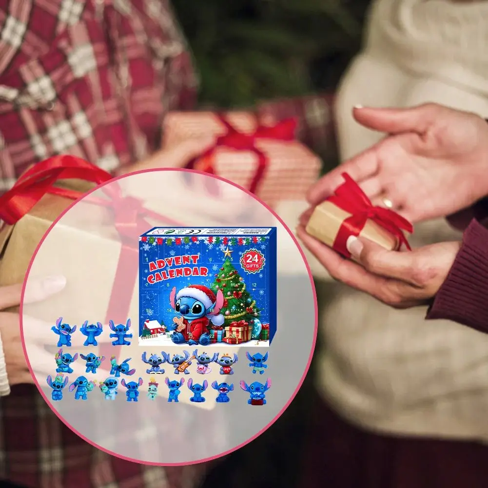 New Stitch Calendario dell'Avvento di Natale Scatola Kawaii LiloStitch Modello Doll Blind Box Anime Figura Giocattolo per bambini Regali a sorpresa di Natale
