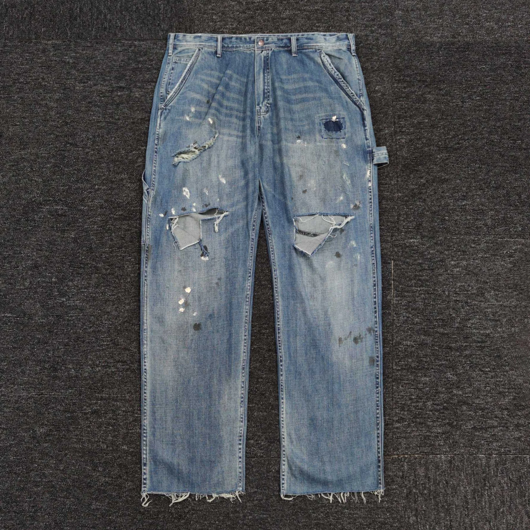 Real Photos Washed Designer Jeans Mens Denim Pants Fashion Holes Trouser Hip Hop Distressed Trousers