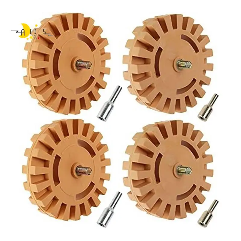 

AF95-Decal Remover, 4 Inch Rubber Drill Attachment Car Adhesive, Rubber Removal Wheel, Vinyl Removal Tool For Cars, Rvs, 4PCS