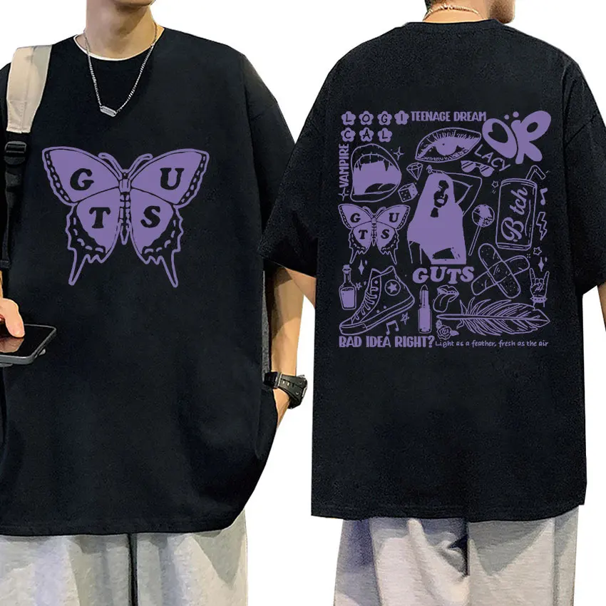 

2024 New Sour Guts Vampire Print T-Shirt Men Women Hip Hop Retro Aesthetic T-shirts Fashion Oversized Cotton T shirt Streetwear