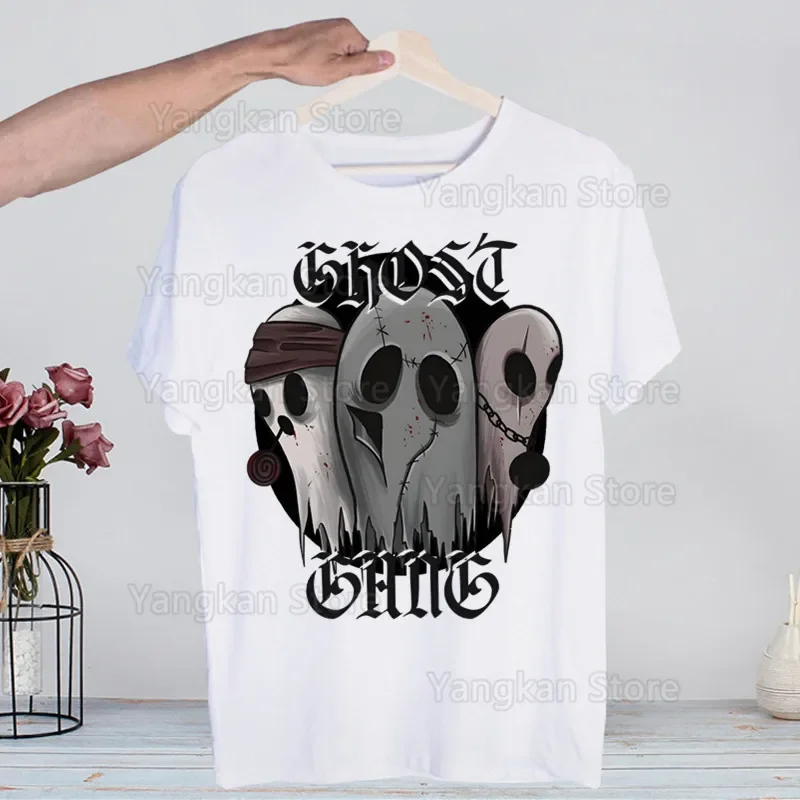 شبح الفرقة الهيب هوب تي شيرت الرجال للجنسين أنيمي الكرتون تصميم الرجال تي شيرت أوم الصيف بلايز قصيرة الأكمام خمر نمط #4