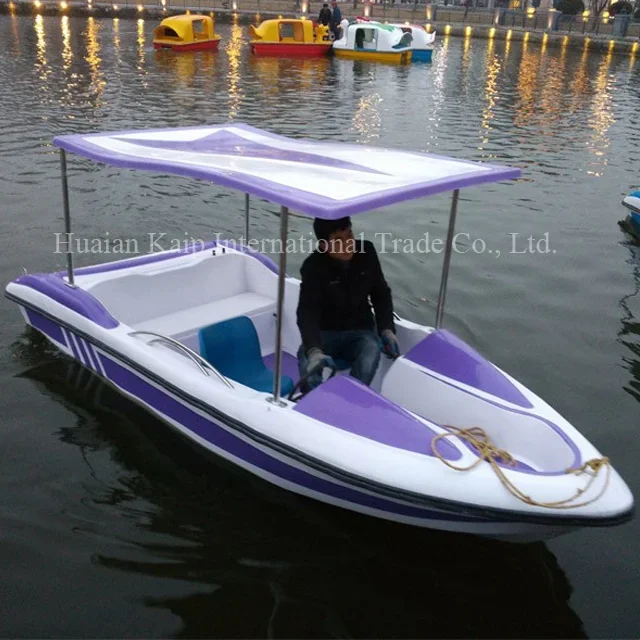 Direct sale 500w electric fiberglass and stainless steel boat battery fiberglass boat with safety fence for kids play