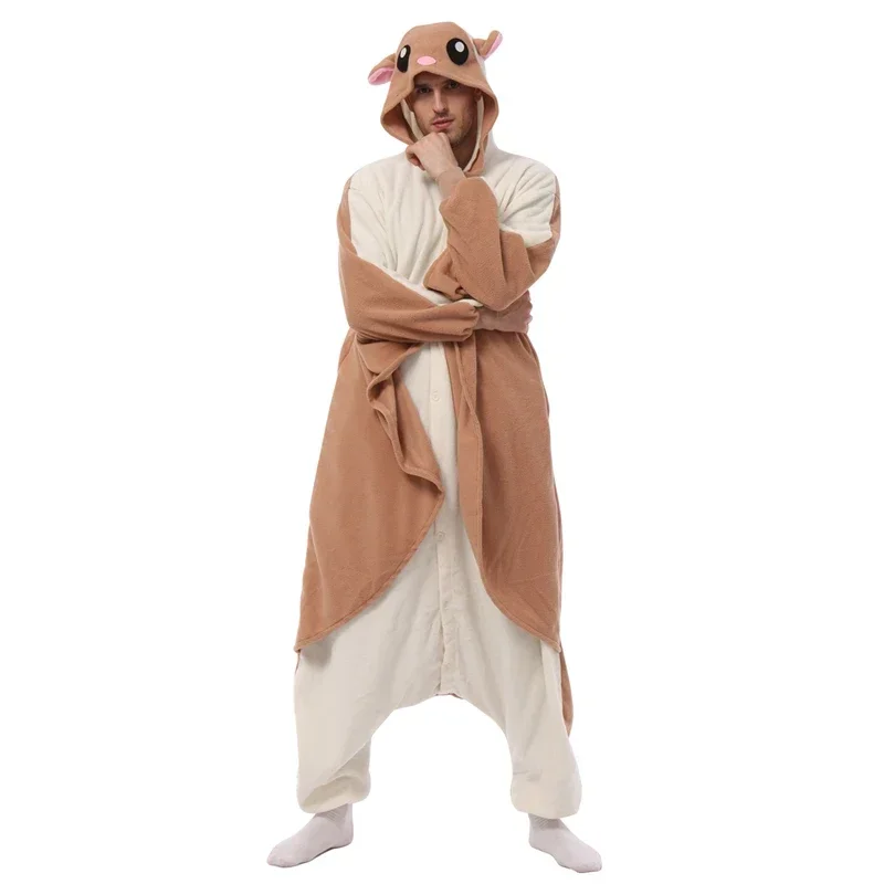 ELEIMOS Halloween Fliegendes Eichhörnchen Onesie Für Frauen Männer Erwachsene Tier Kigurumis Pyjamas Cartoon Pyjama Homewear Cosplay Kostüm