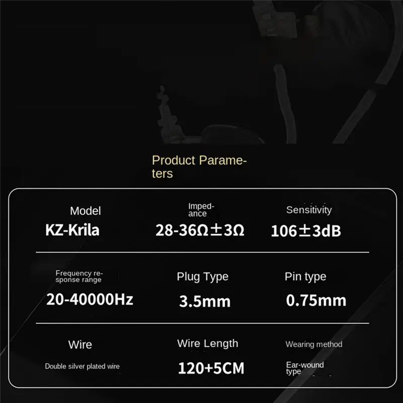 A32I  Krila New In-Ear HIFI Headphones Electrostatic Hybrid Technology Wired Headphones Adjustable Headphones Live Headphones