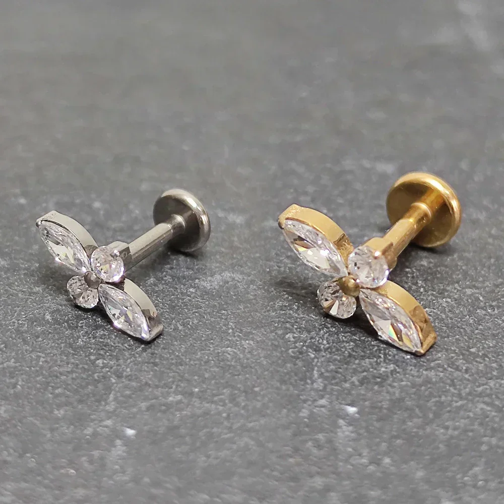 F136 Titanium Septum Piercing Labret Cartilage Helix Zircon Lip  Earrings Tragus Piercing Hinged Segment Body Jewelry Wholesale
