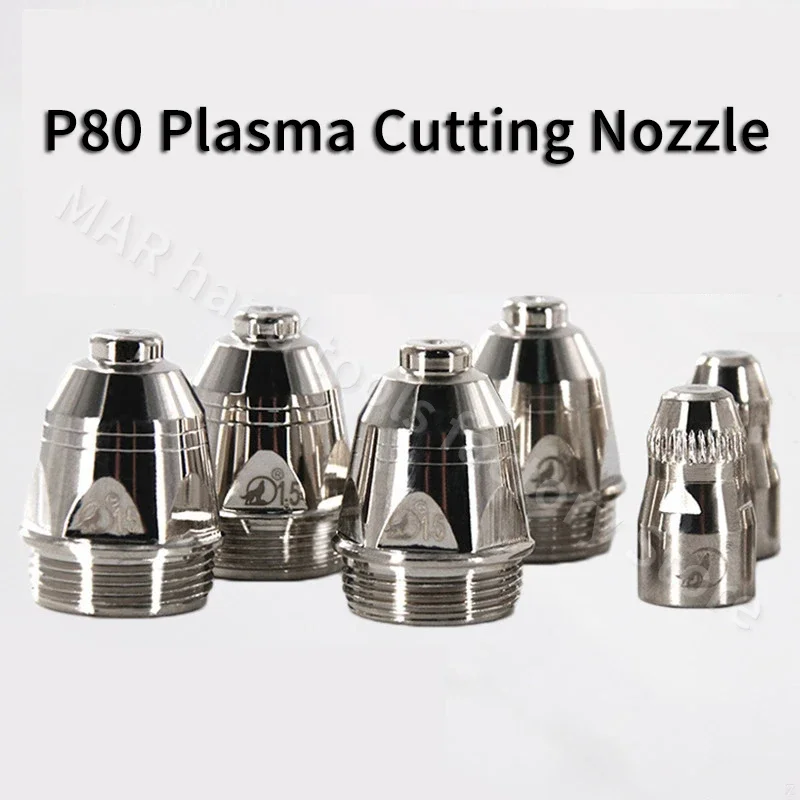 

P80 Plasma Premium Cutting Nozzle 1.1/1.3/1.5/1.7mm Nozzle Hafnium Wire Electrode Cutting Gun Cutting Machine Accessories 10PCS