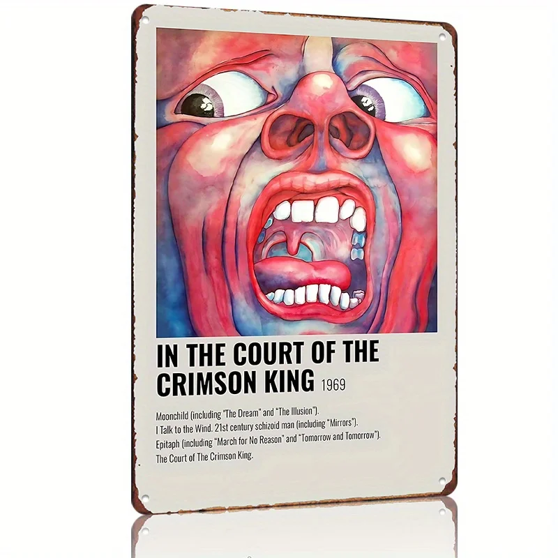 In the Court of Crimson King 1969 Album Poster Print - Vintage Metal Tin Sign , Iron Wall Art for Man Cave, Bar, Cafe, Ga