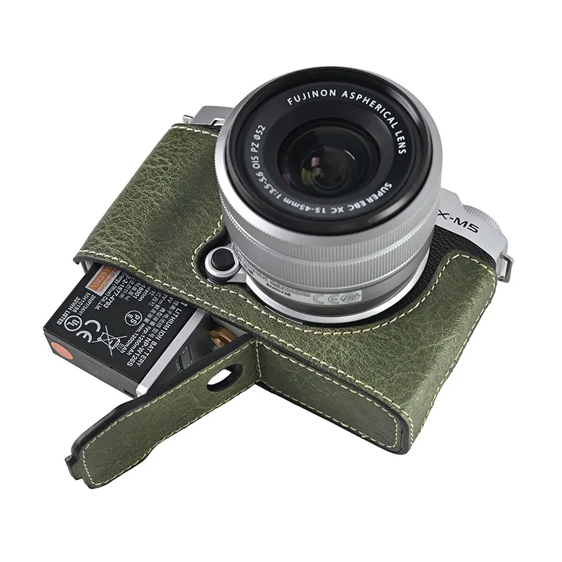 Retro PU Leather Camera Protective Case Bag for Fujifilm XM5 Fuji X-M5 Half Base Mount Hand Grip Bottom Cover