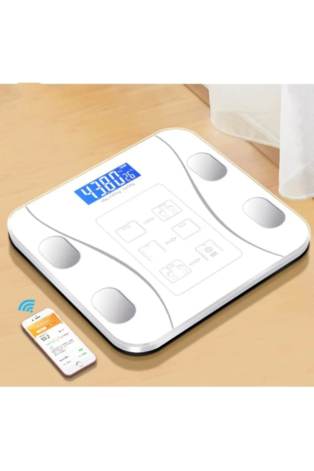 Fashion Bluetooth body fat meter intelligent electronic BMI fat and muscle rate measurement 2021 hot sale precision bathroom white scales