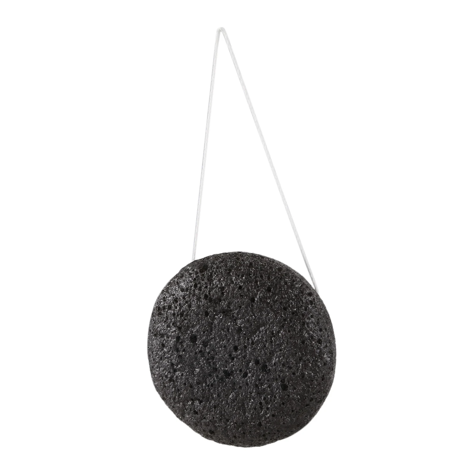 【Solo hoyo@】Konjac Konnyaku Jelly Fiber Maquillaje facial Almohadilla de lavado Esponja de limpieza Exfoliante esponjoso-negro