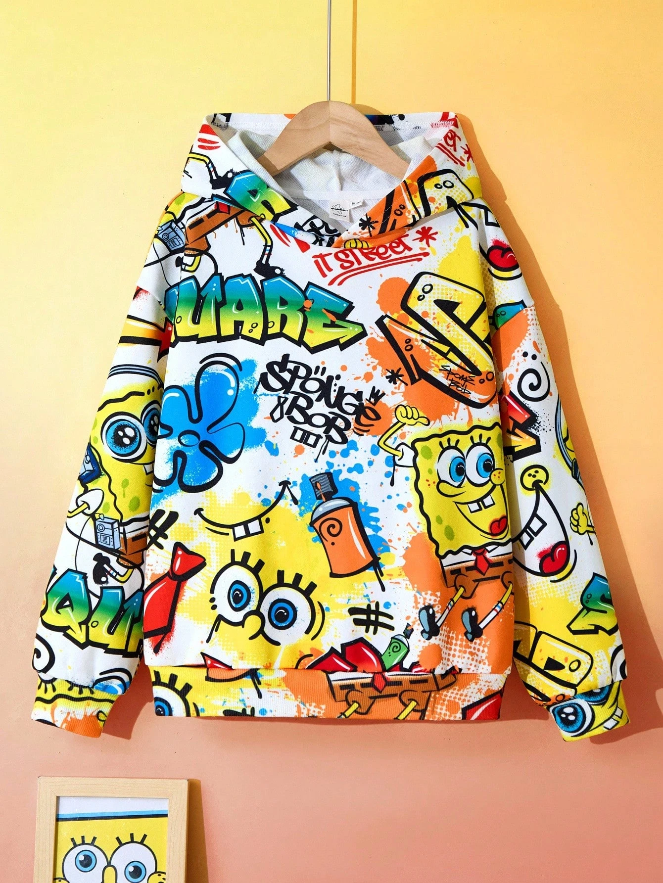 

SpongeBob SquarePants Pattern Printed Sweatshirt Kids Fashion High Quality Casual Sports Long Sleeved Round Neck Pullover Hoodie