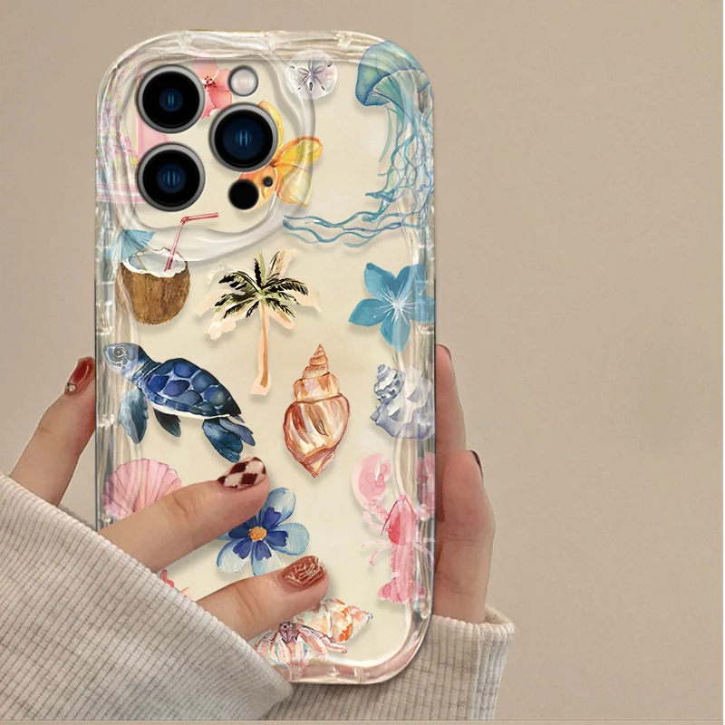Phone Case For iPhone 16 16E 15 14 13 12 11 Pro Max X XS X S Max XR SE 2020 SE4 7 8 Colorful Marine Organism Soft Silicone Cover view 4