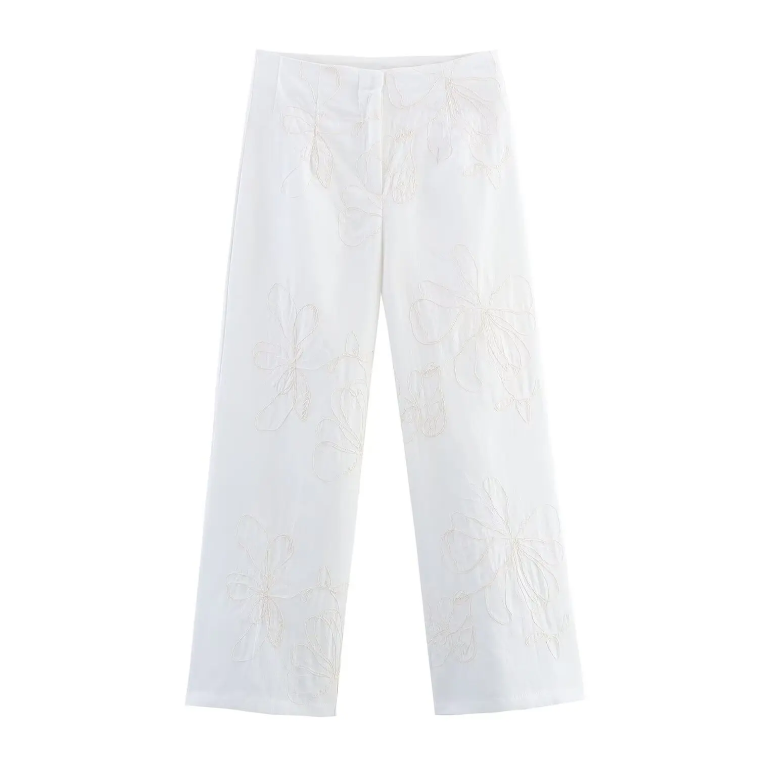 

2025 spring new Chinese style new Chinese-style heavy industry embroidered straight pants