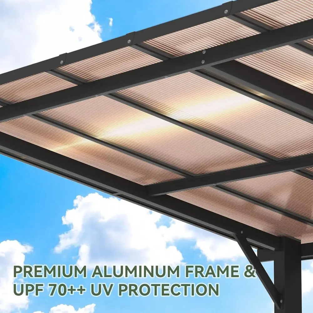 8'x10' Gazebo, reestanding Pergola with Roo, Heavy Duty Outdoor Pergolas or Patios, Hard Top Metal Wall-Mounted Pergola, 4.72" T view 5