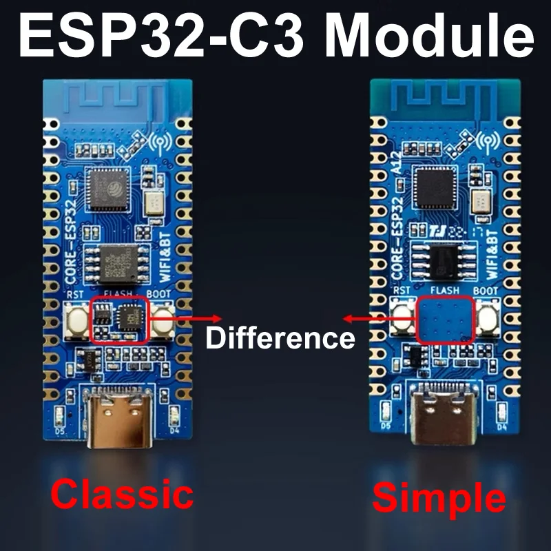 For ESP32-C3 Core Board Development 2.4G WIFI Bluetooth-compatible Module CH343P 32Pin Verifying ESP32C3 Chip USB TYPE-C Classic