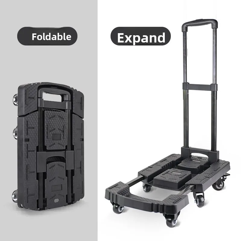 New universal wheel flatbed car with brakes, extended six-wheel turtle car,  trolley folding trailer,load-bearing 200kg