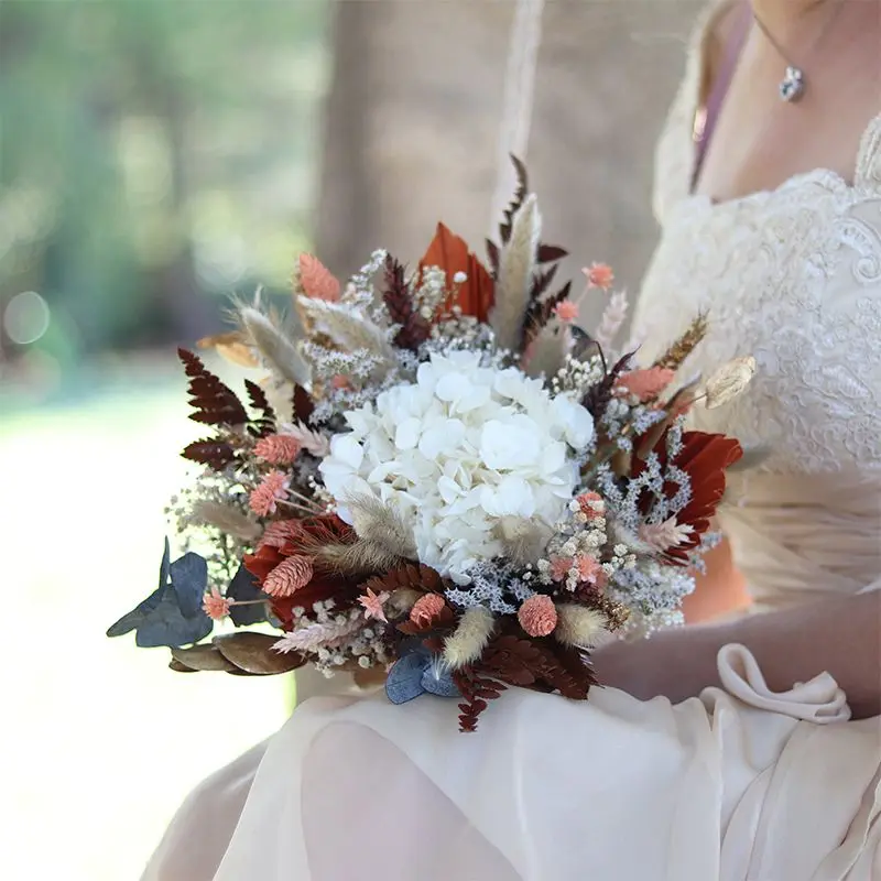 

Wedding Bouquet Eternal Rose Dried Pampas Hand Bouquet Bridal Holding Flowers for Wedding Flower Bridal Bouquets Boho Decoration