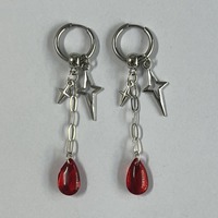 Punk Vampire Star Earrings Women Fashion Polaris Alternative Jewelry Accessories Gift Goth Red Star Pentagram Pendant Ear Hooks