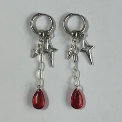 Punk Vampire Star Earrings Women Fashion Polaris Alternative Jewelry Accessories Gift Goth Red Star Pentagram Pendant Ear Hooks