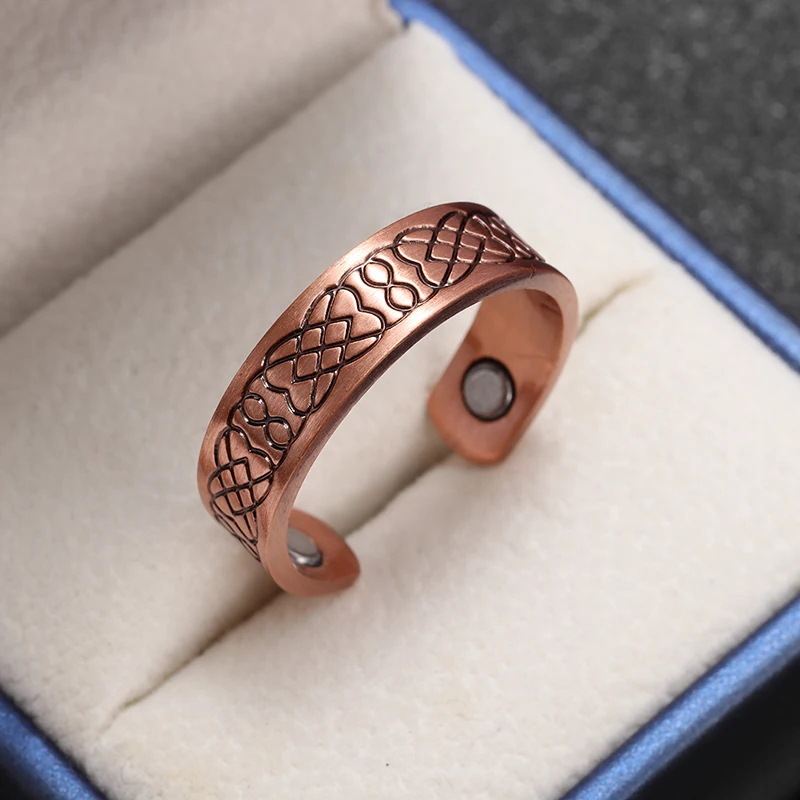 Retro Geometric Fish Pattern Open-Loop Magnetic Energy Treatment Joint Pain Ring In Fashionable Jewelry for Men and Women