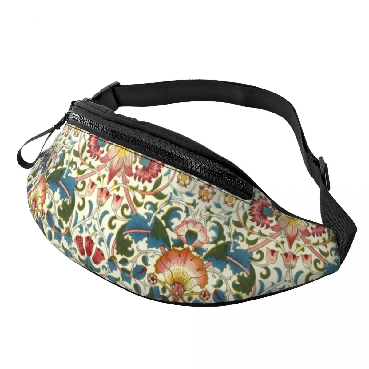 

William Morris Fanny Bag Customized Floral Textile Pattern Crossbody Waist Pack Men Women Running Phone Money Pouch