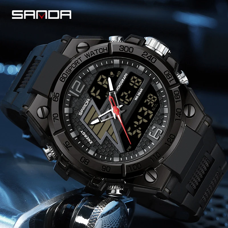 

Sanda 6137 Trendy Fashion Men's 5ATM WristWatch Waterproof Watch Outdoor Sports Hand Clock Military Watches Relogio Masculino