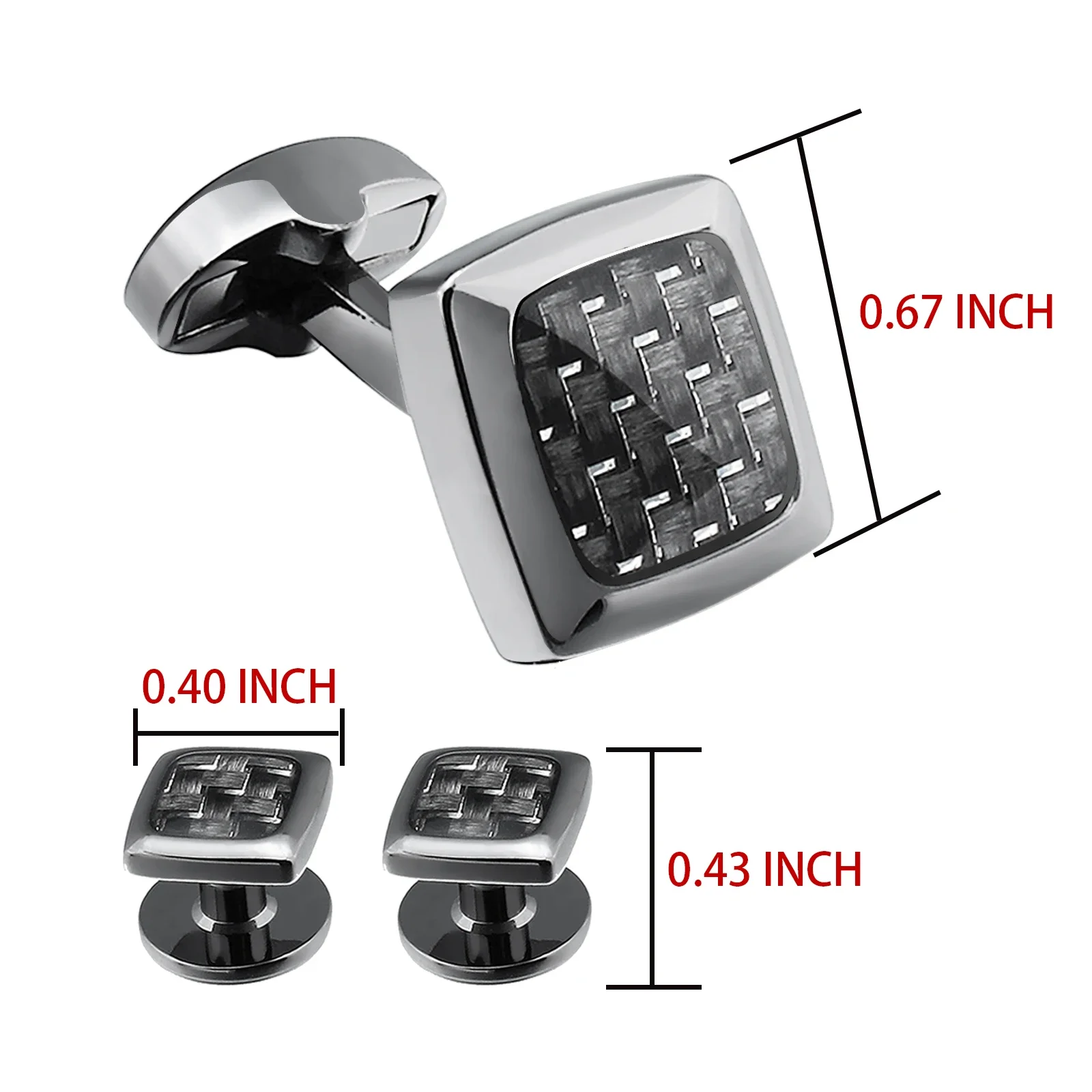 HAWSON Cufflinks and Studs for Men,Enamel Carbon Fiber Tuxedo Shirt Cufflinks Set for Wedding Business Accessories