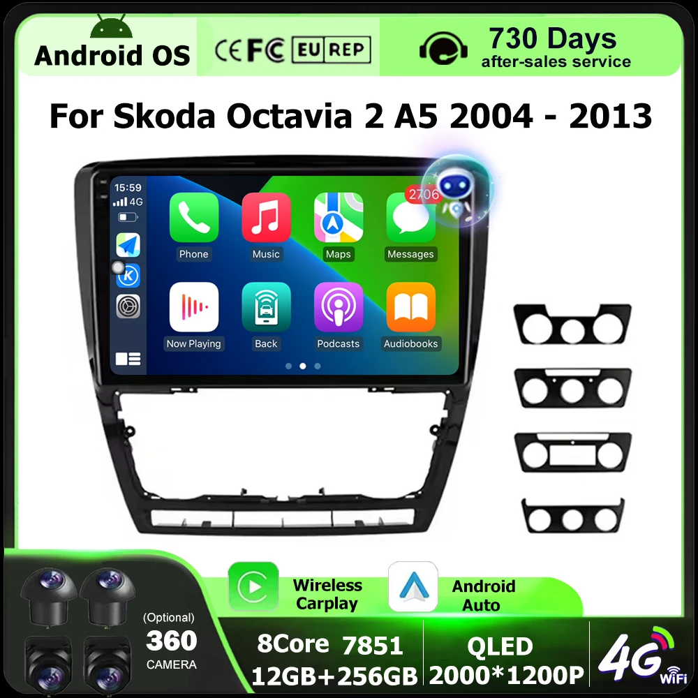 

Car Radio Navigation GPS Multimedia Video Player Tools For Skoda Octavia 2 A5 2004 2005 2006 - 2013 Android Auto Carplay 10 Inch