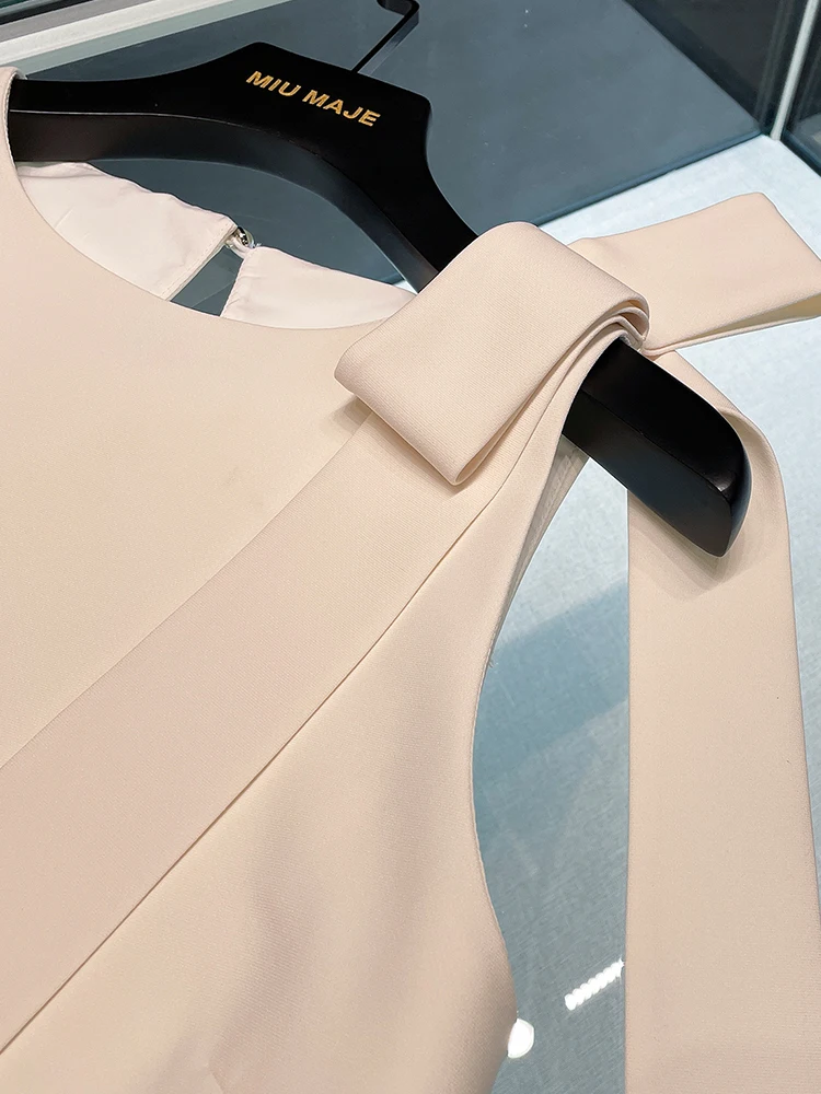 سترة نسائية عالية الجودة بدون أكمام بتصميم عقدة فراشة وتنورة نصفية بتصميم زهور ثلاثية الأبعاد، مجموعة من قطعتين لفصل الصيف، ط...